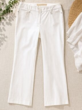 Michael Kors Gramercy Fit White Stretch Pants Size 10 Straight Leg Ankle